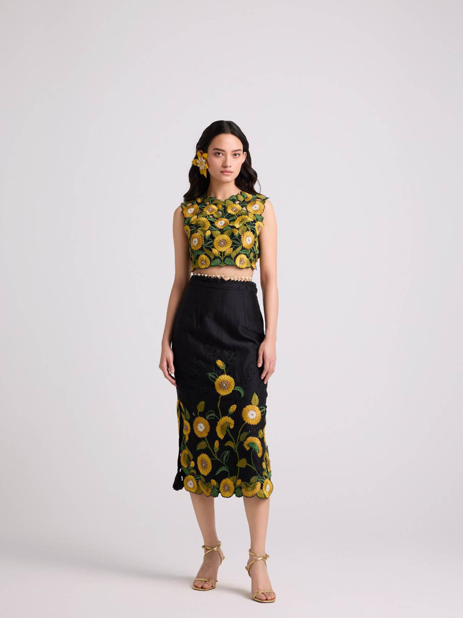 black sunflower skirt