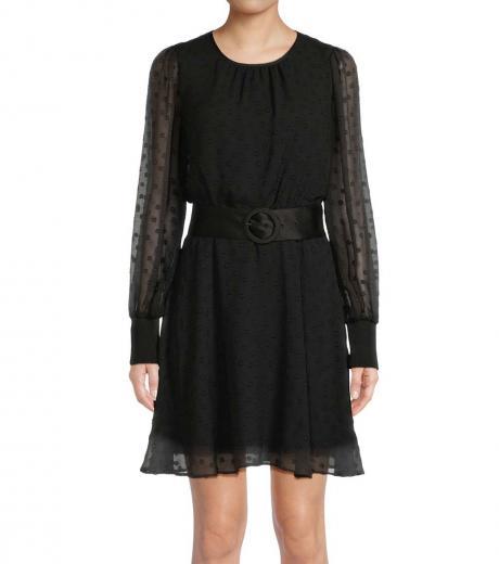 black swiss dot mini a line dress