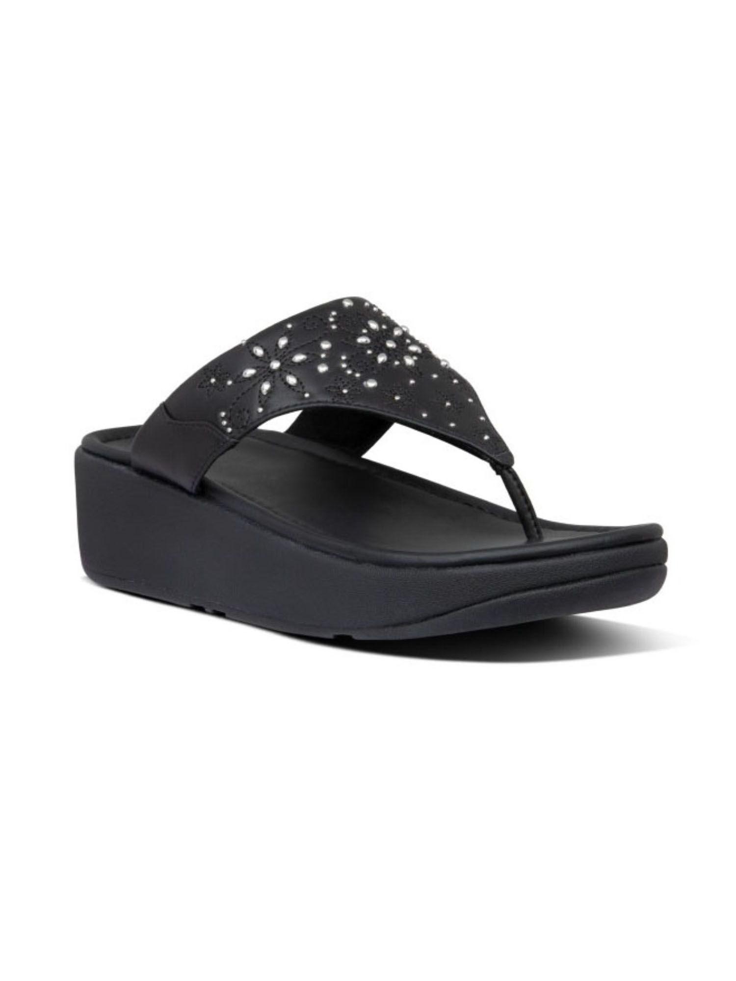 black synthetic women sandals