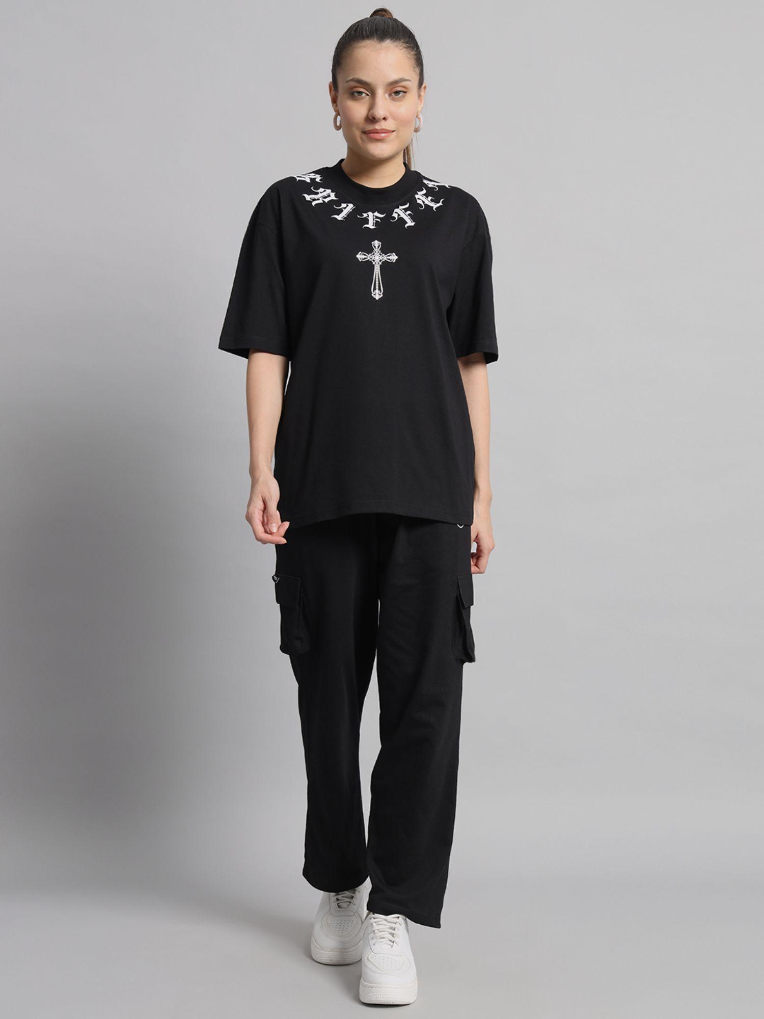 black t-shirt and trackpant (set of 2)