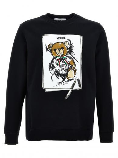 black teddy print sweatshirt