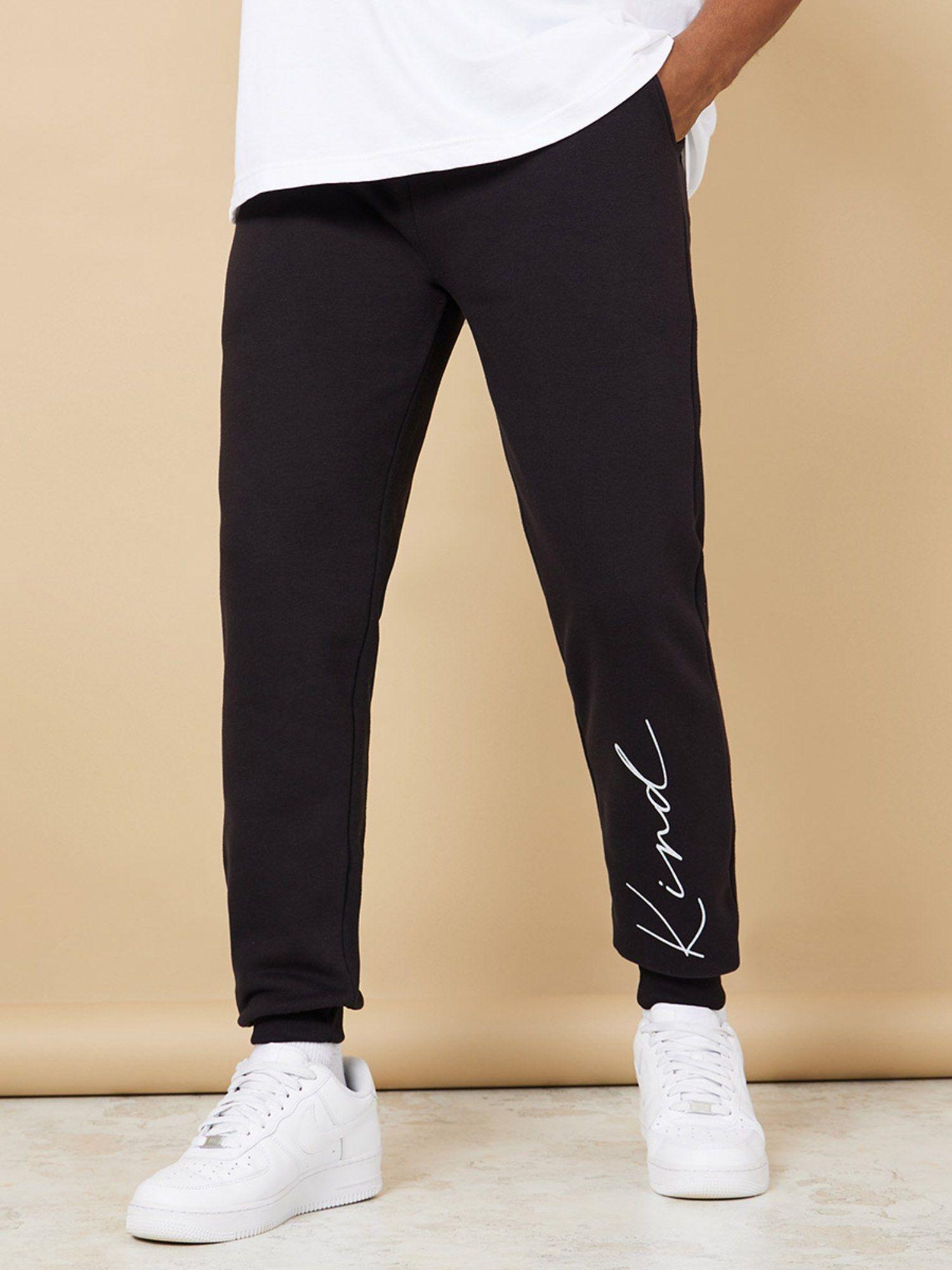 black text printed slim fit jogger