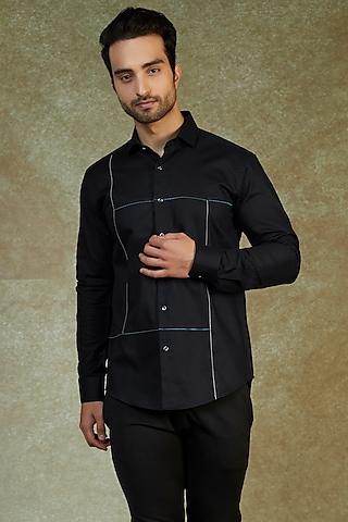 black textured cotton shirt