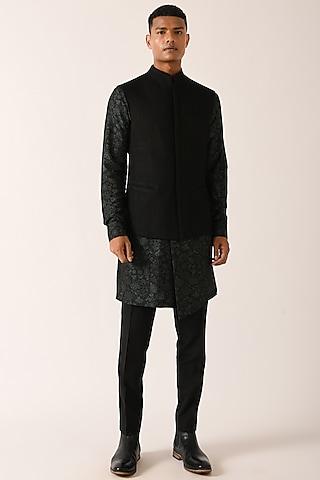 black textured nehru jacket