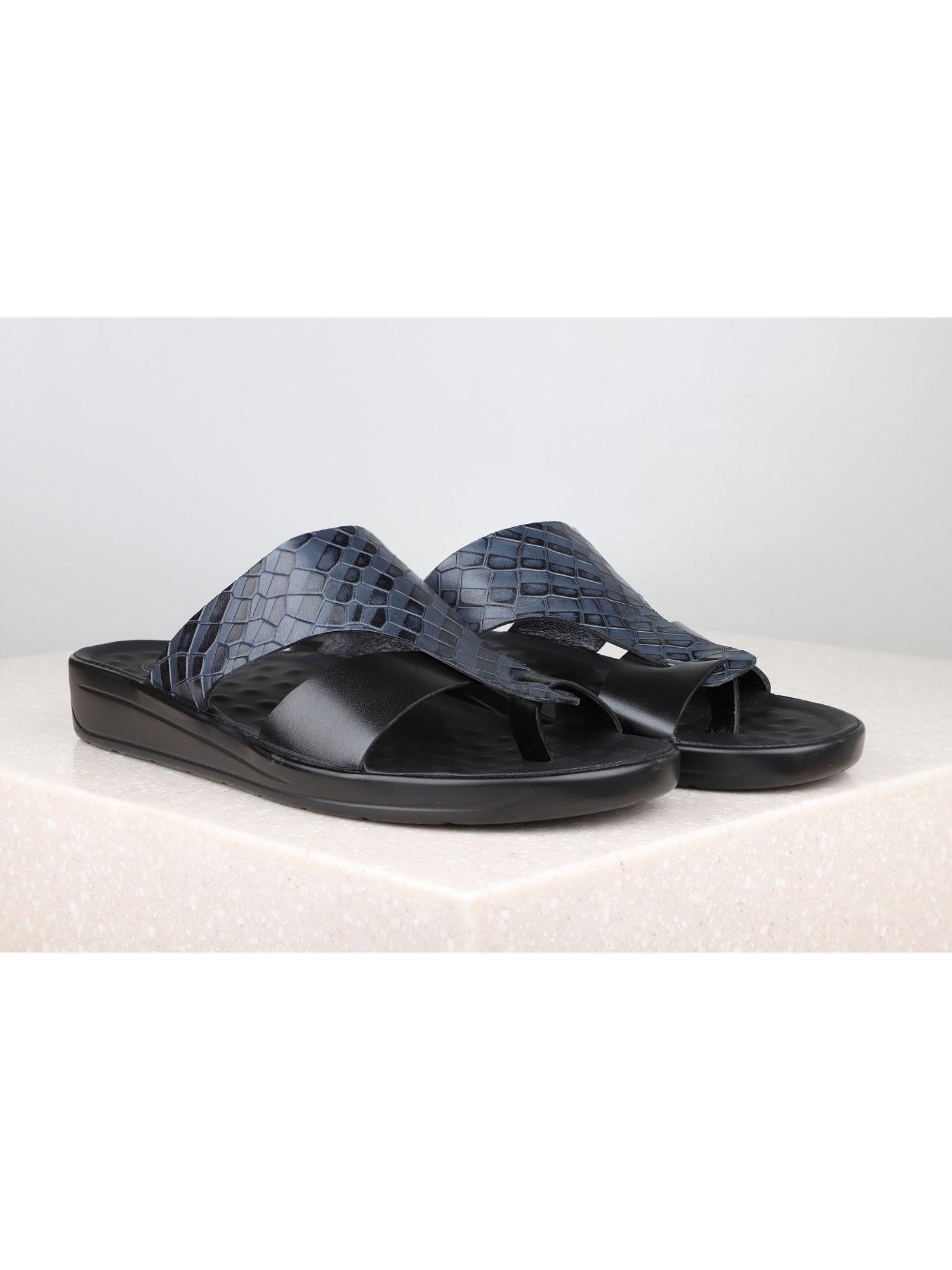 black textured sandals