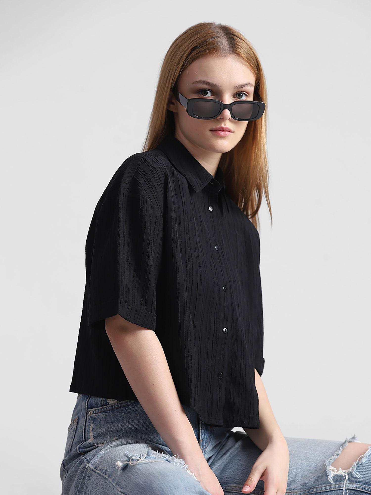 black textured shirt