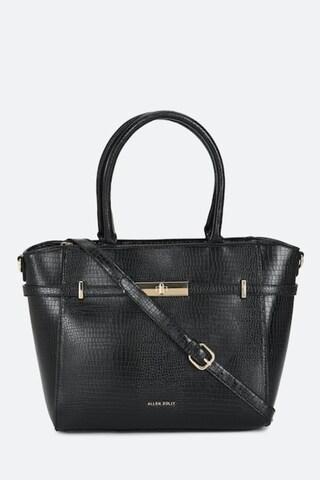 black textured work polyurethane women handbag
