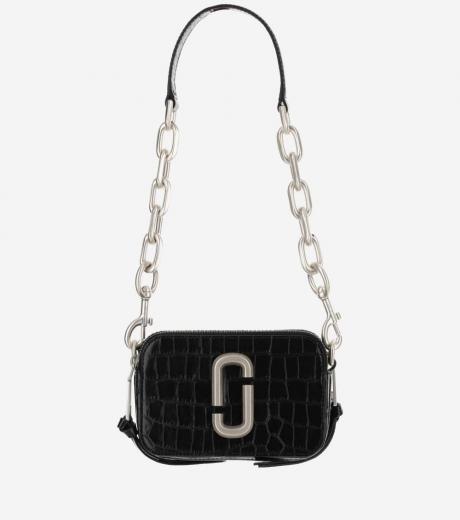 black the croc-embossed snapshot bag