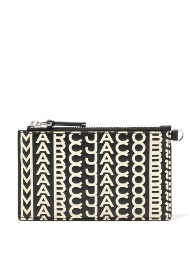 black the monogram top zip wristlet wallet