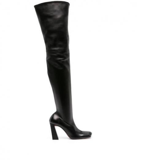 black thigh high leather boots