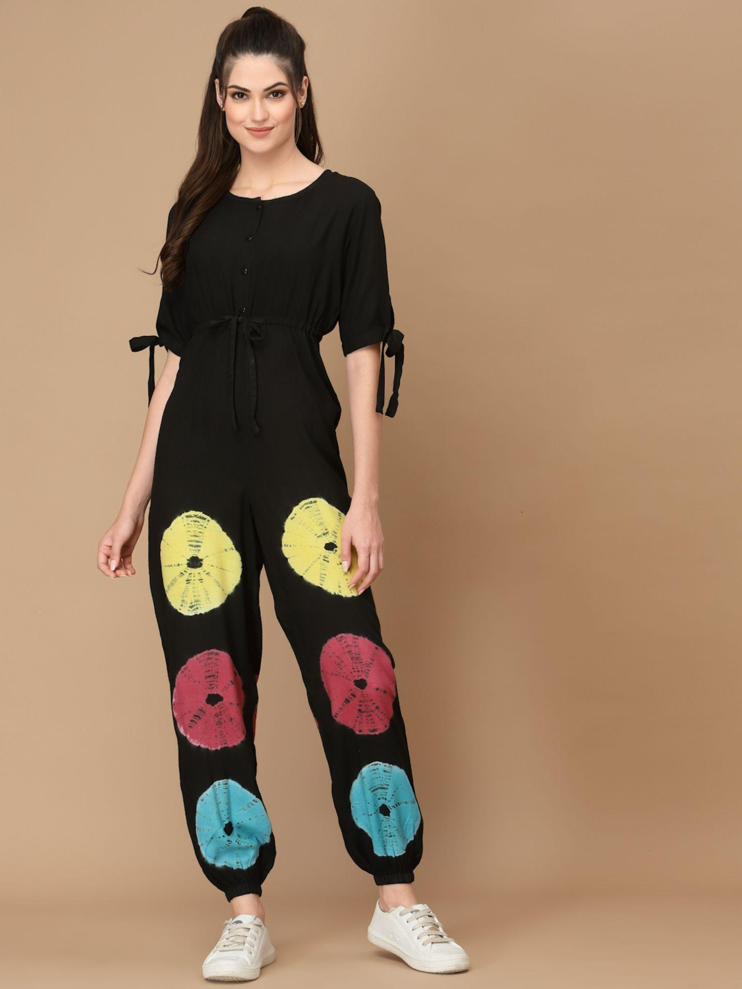 black tie & dye printed jumpsuit