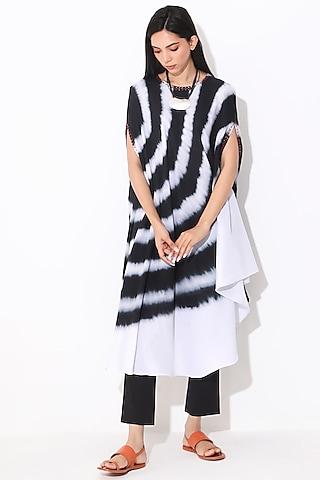 black tie-dye kurta set