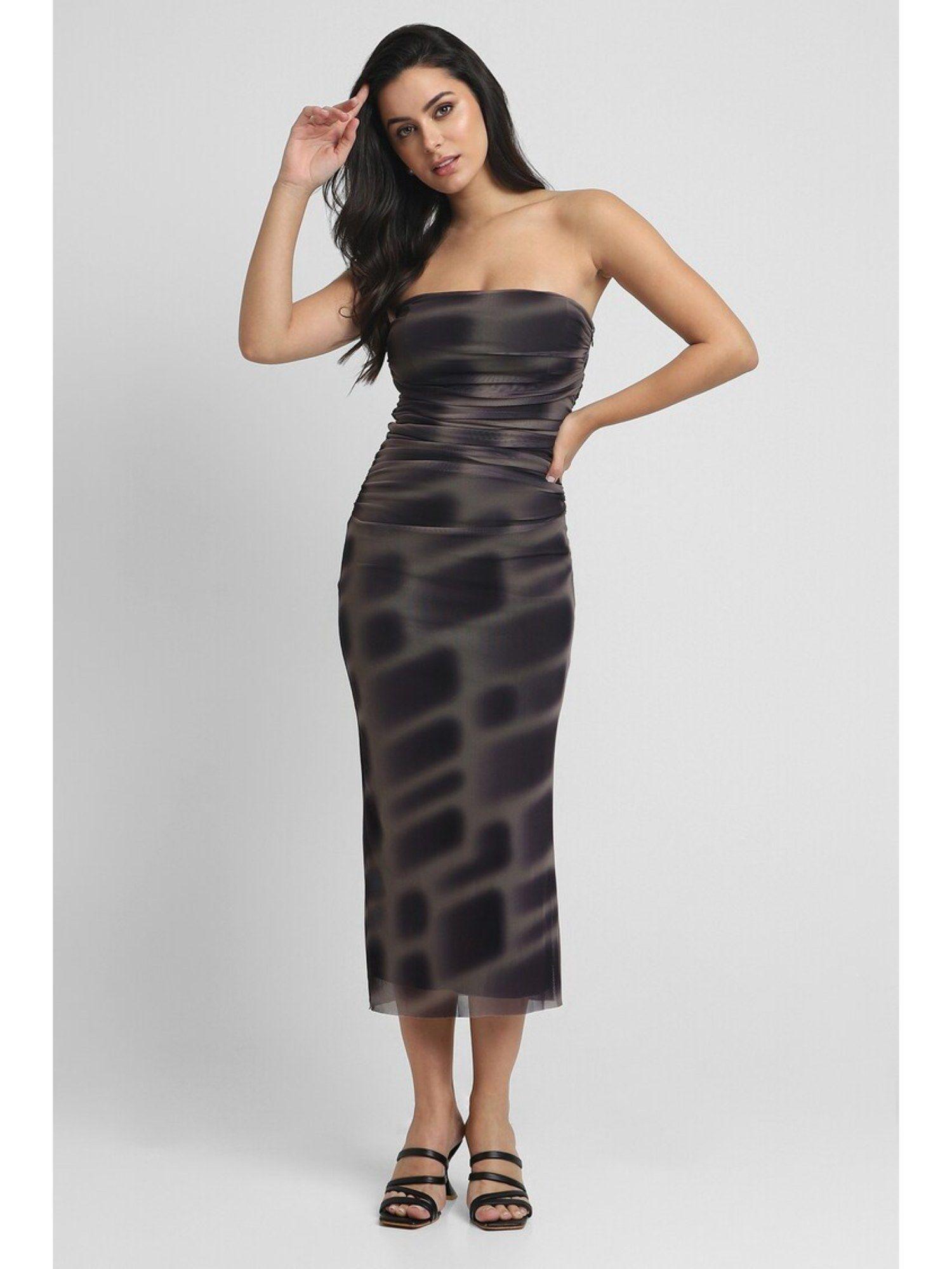 black tie-dye midi dress