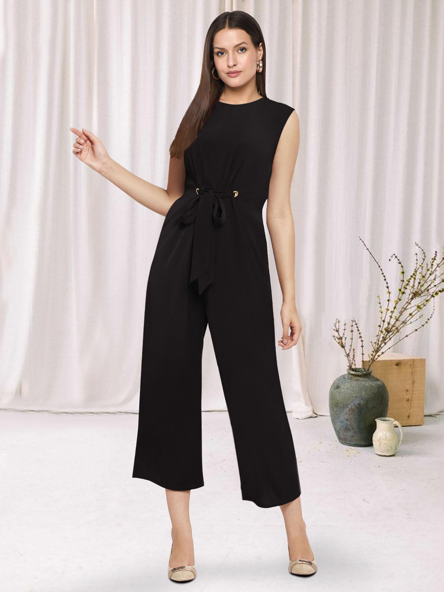 black tie up jumpsuit