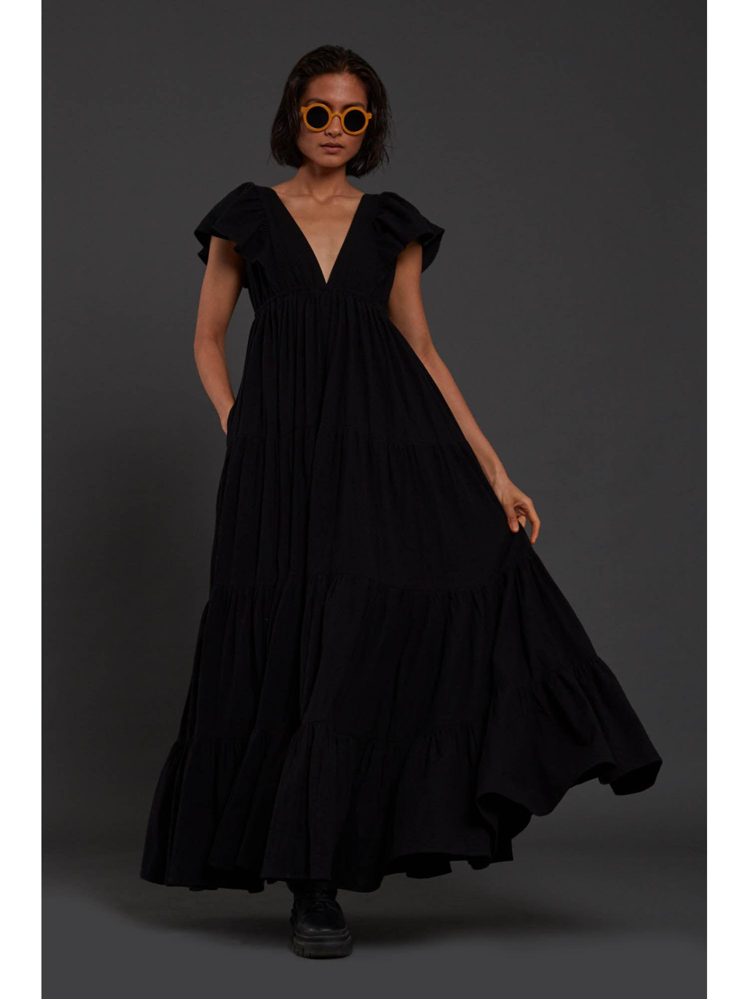 black tiered gown