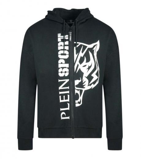 black tiger logo print hoodie