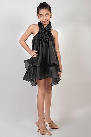 black tissue halter dress for girls