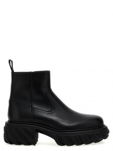 black tractor motor ankle boots