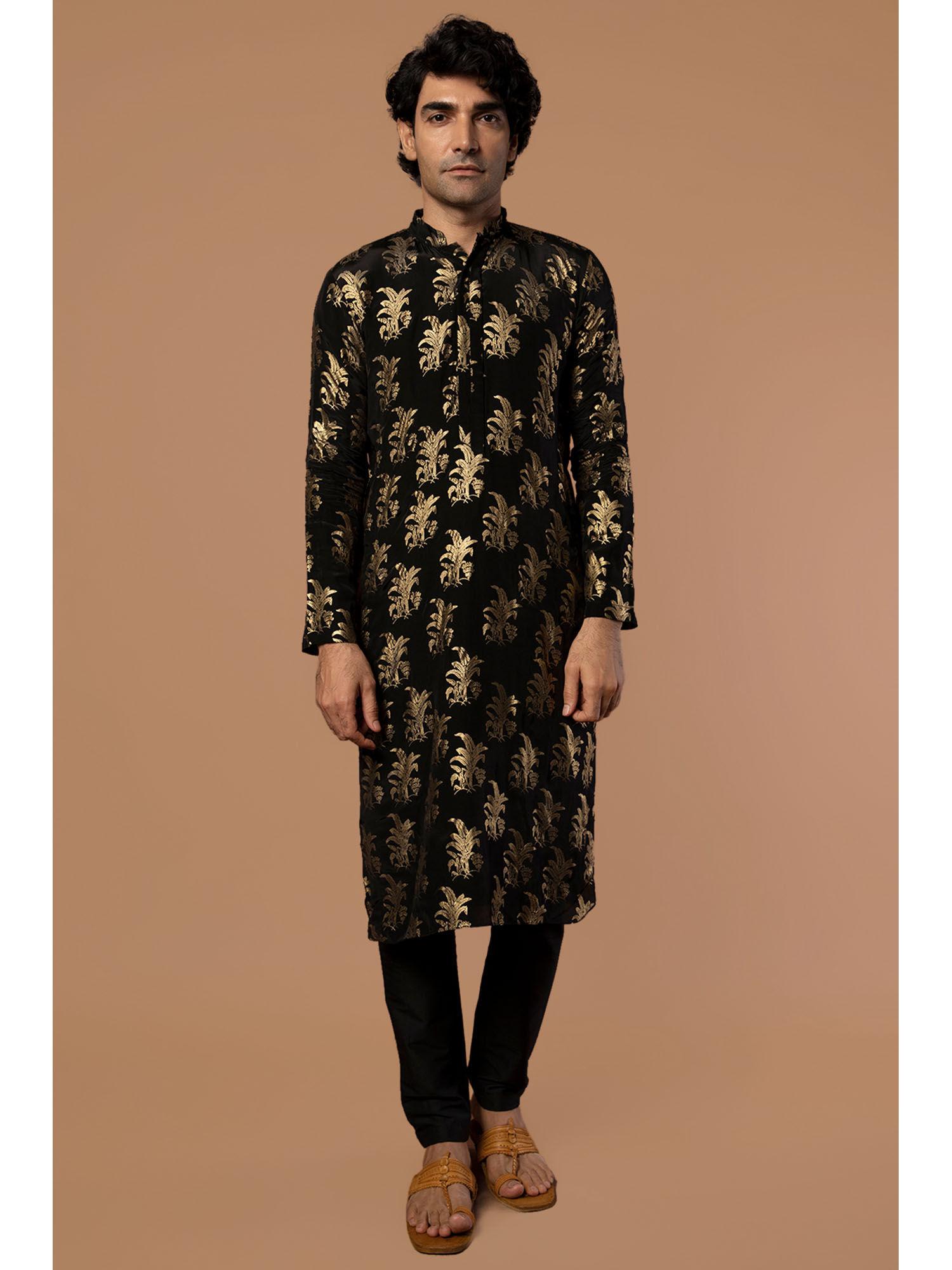 black tropical banana kurta