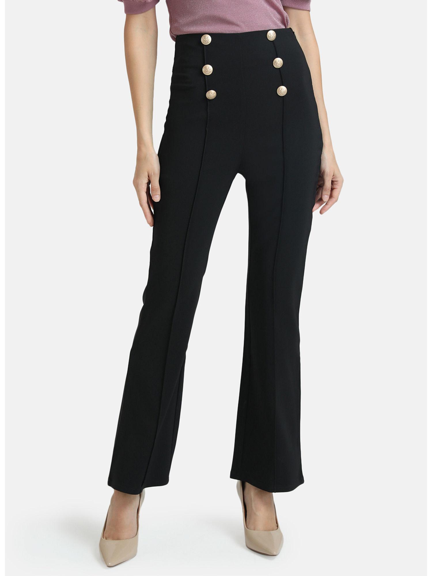 black trouser with button detail