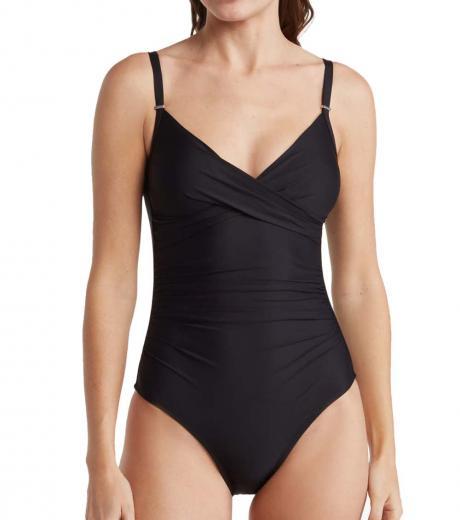 black twist one-piece swimsuit