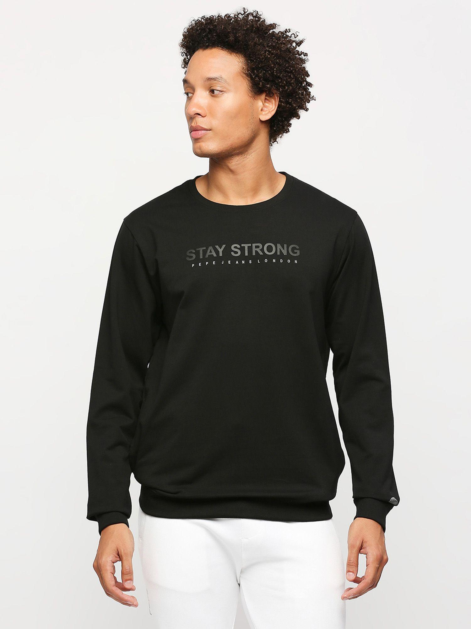 black typography print full sleeves sweatshirt