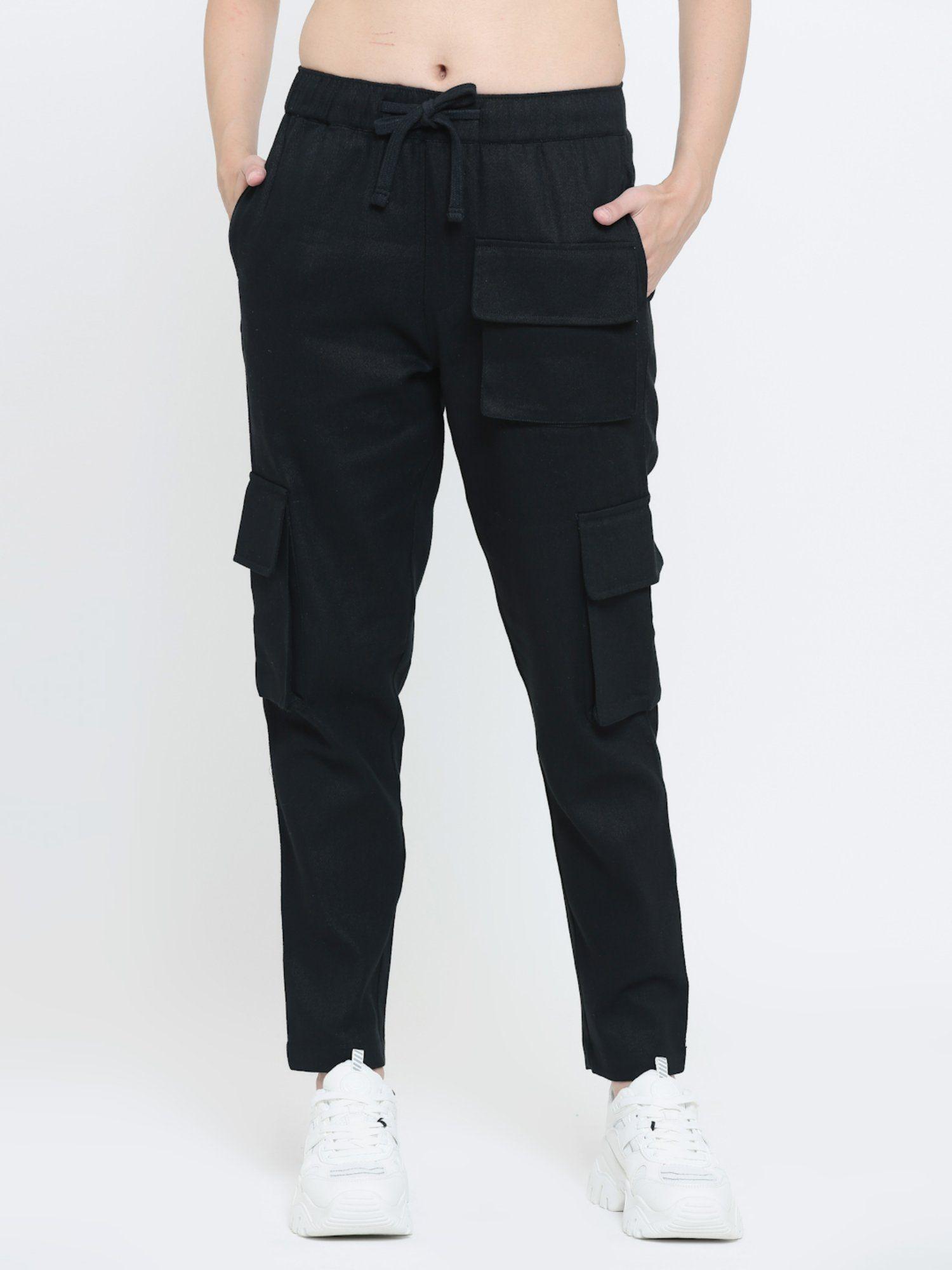 black utility cargo pants