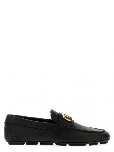 black v logo signature loafers