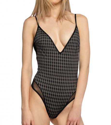 black v-neck sleeveless swimsuit