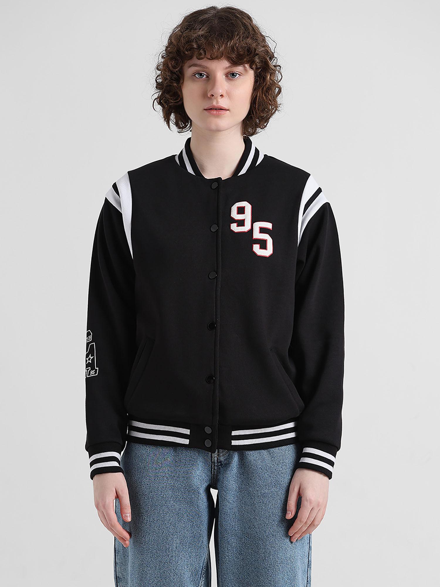 black varisty sweat jacket