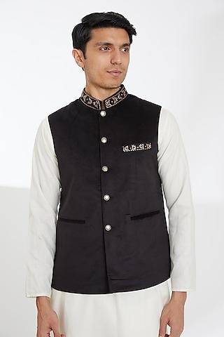 black velvet embroidered bundi jacket