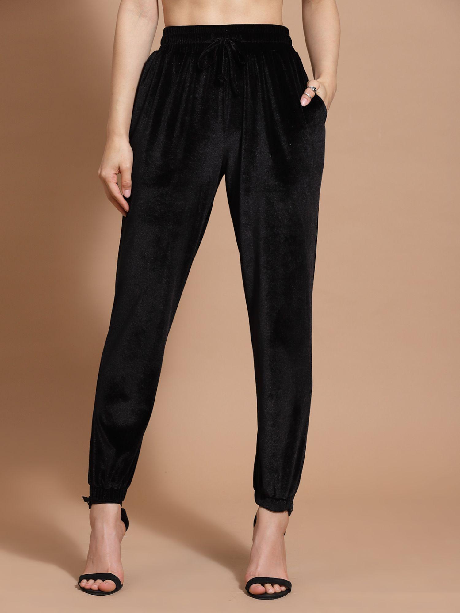 black velvet pleated trouser