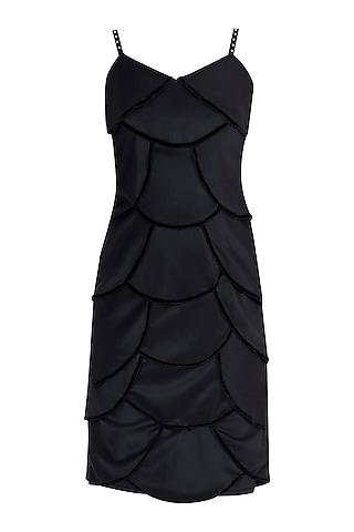 black velvet scallop dress