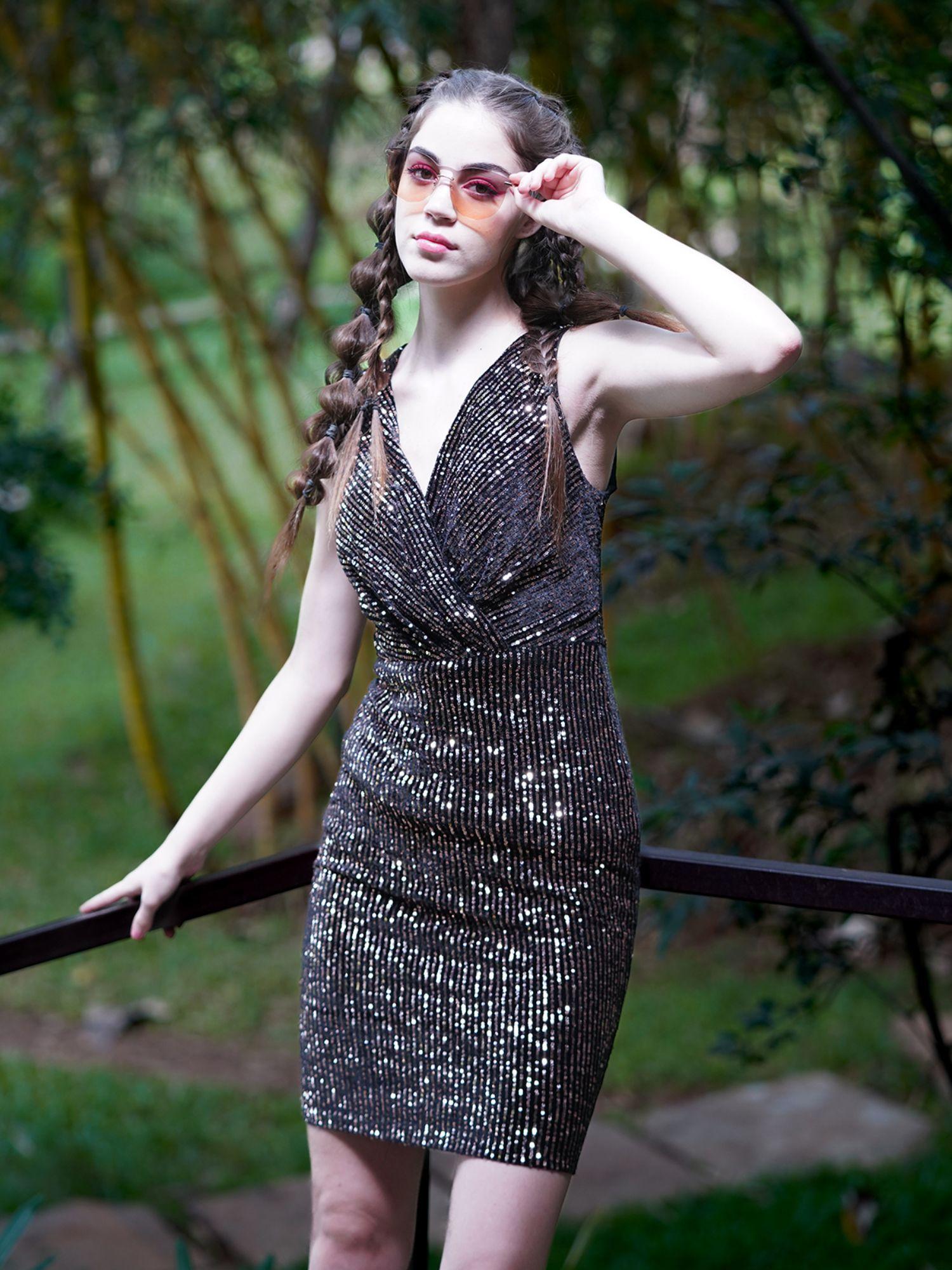 black velvet sequins dress