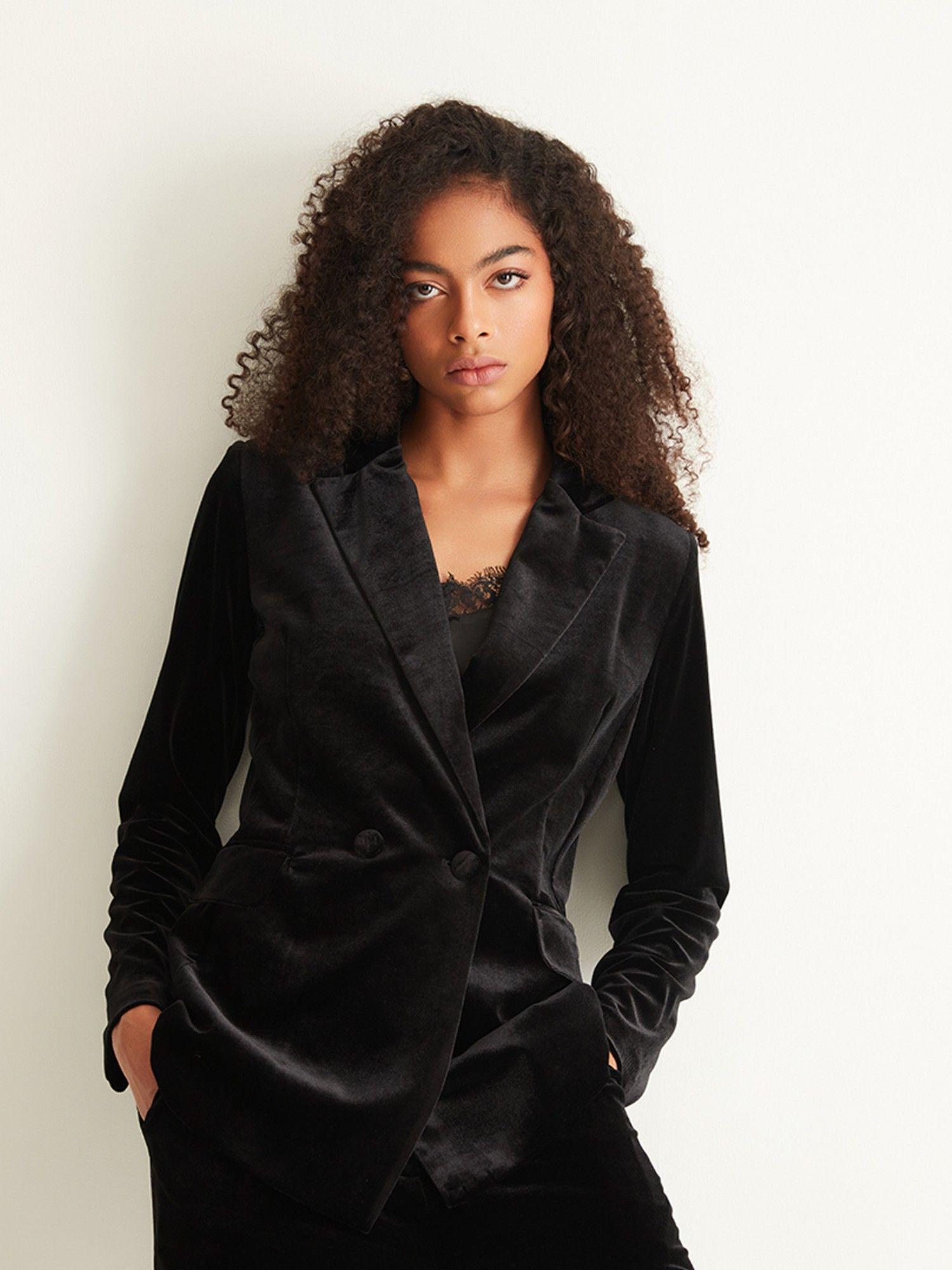 black velvet solid blazer