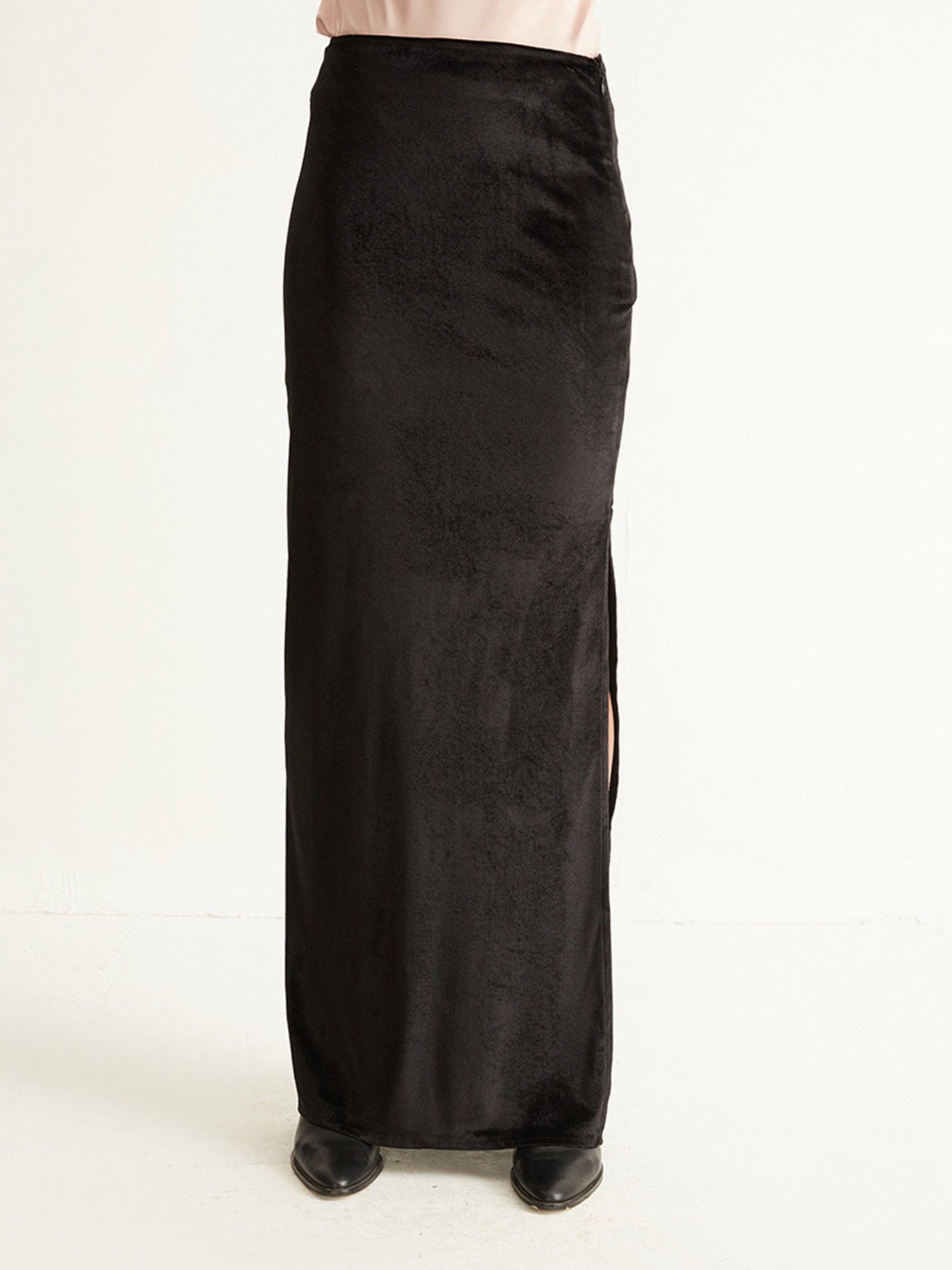 black velvet solid skirt