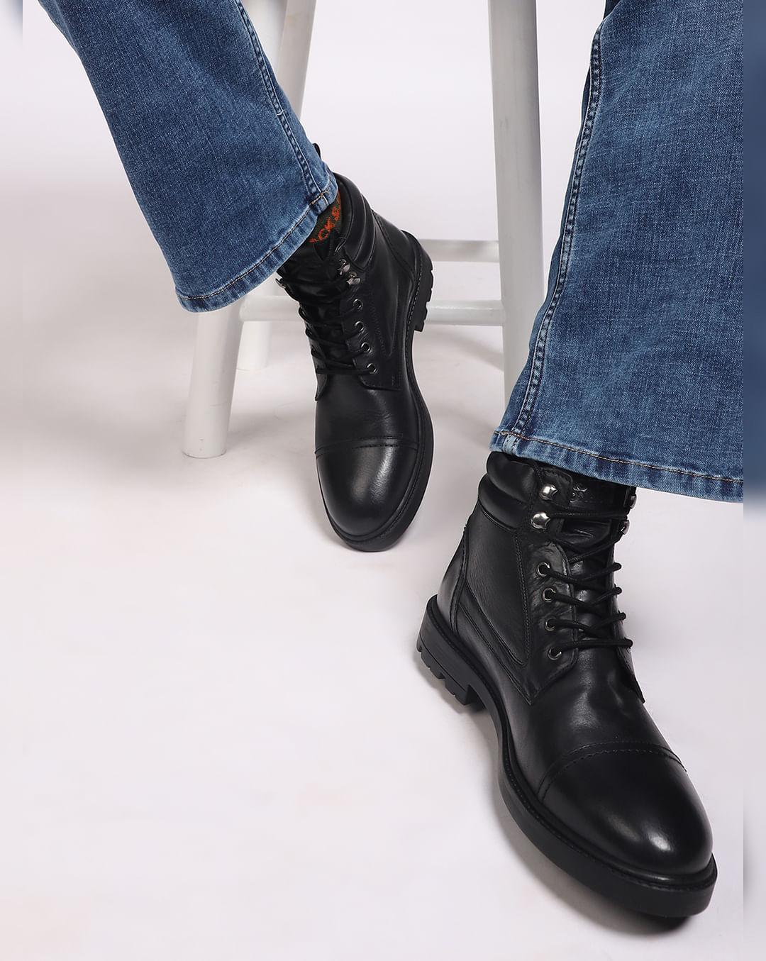 black vintage leather boots