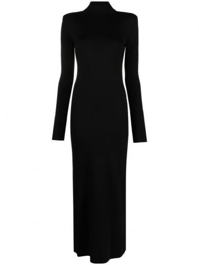 black virgin wool long dress