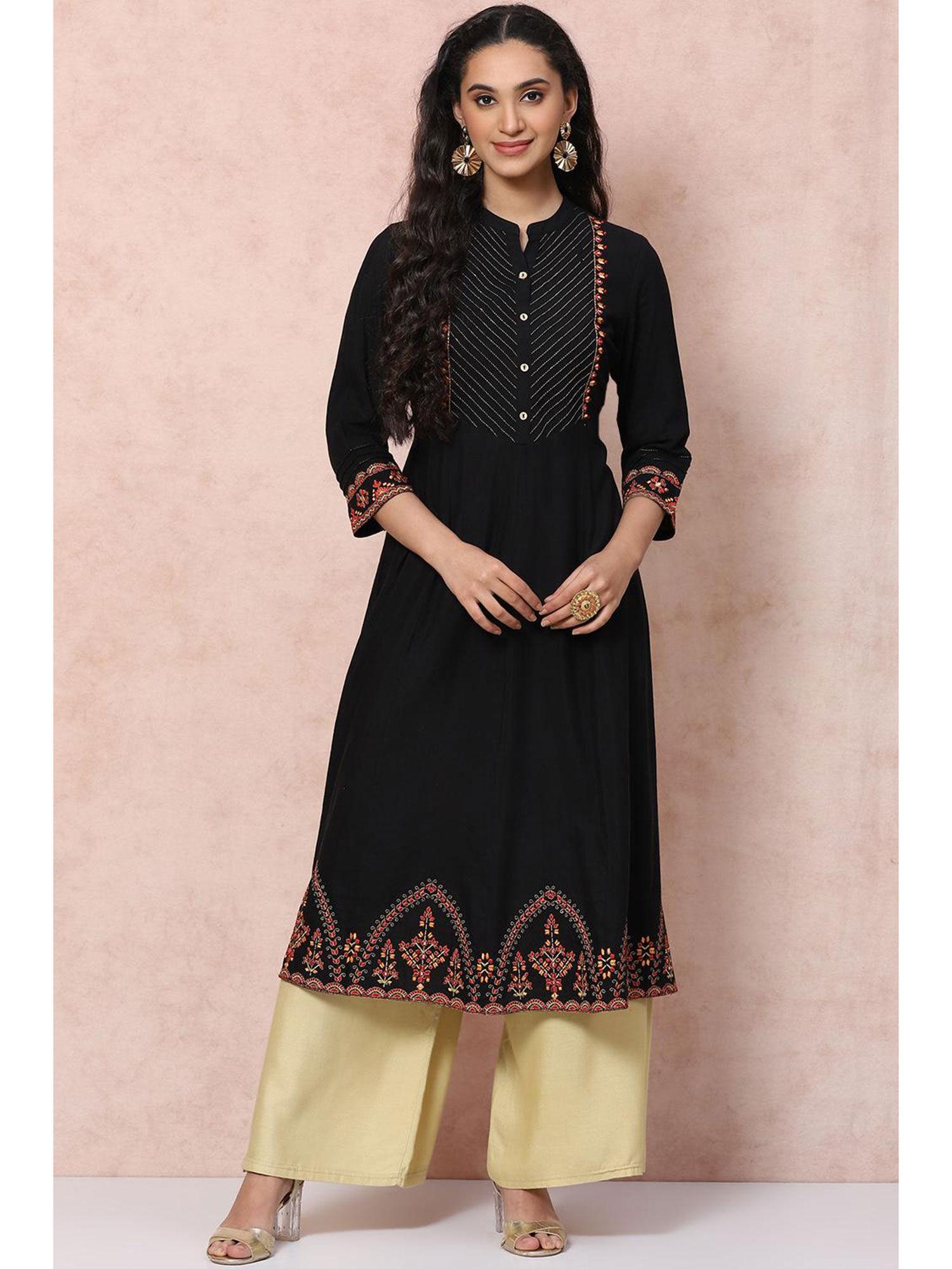 black viscose kalidar kurta