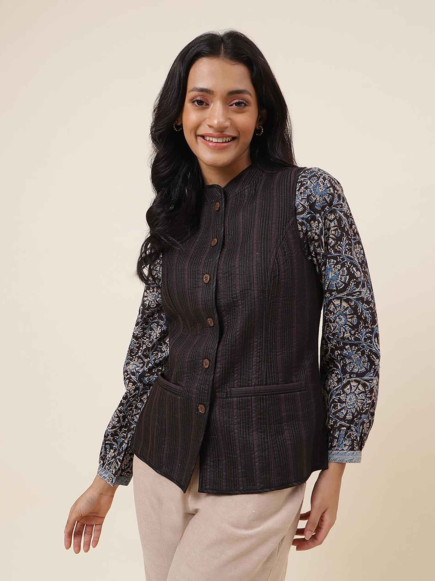 black viscose silk printed jacket