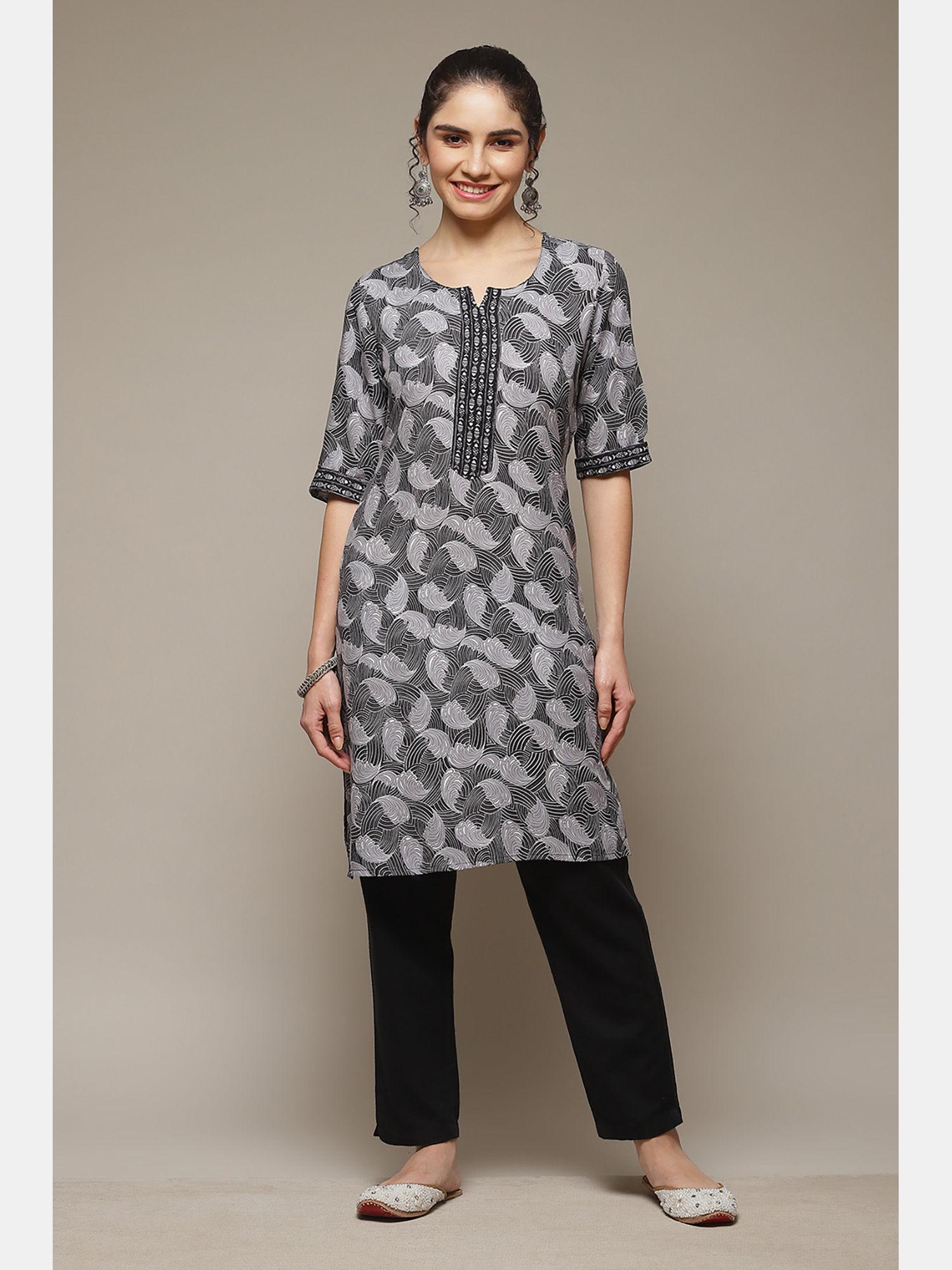 black viscose straight kurta