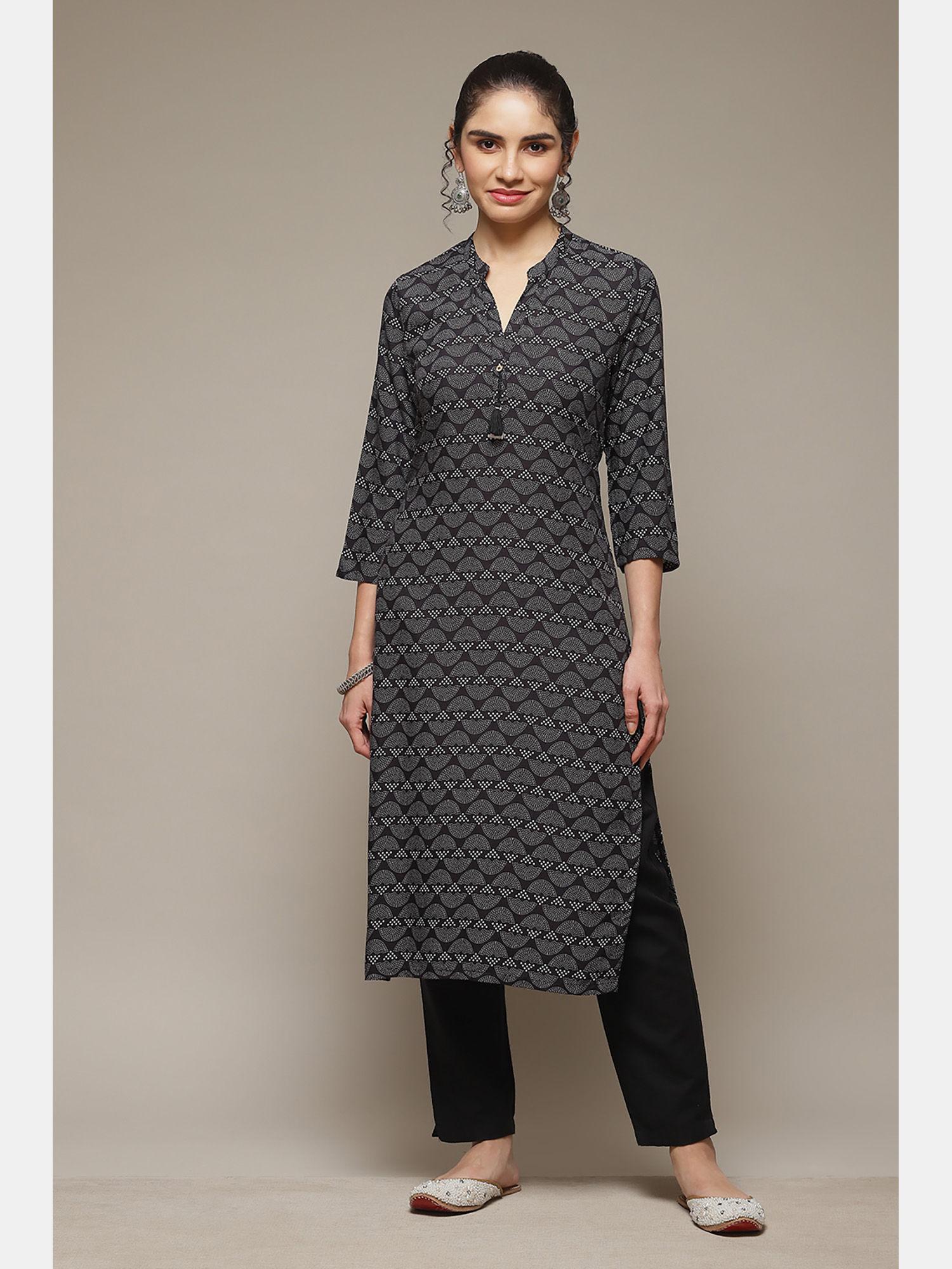 black viscose straight kurta