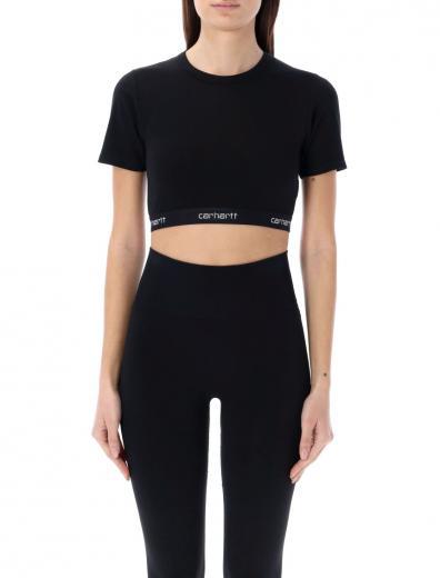 black w script crop top