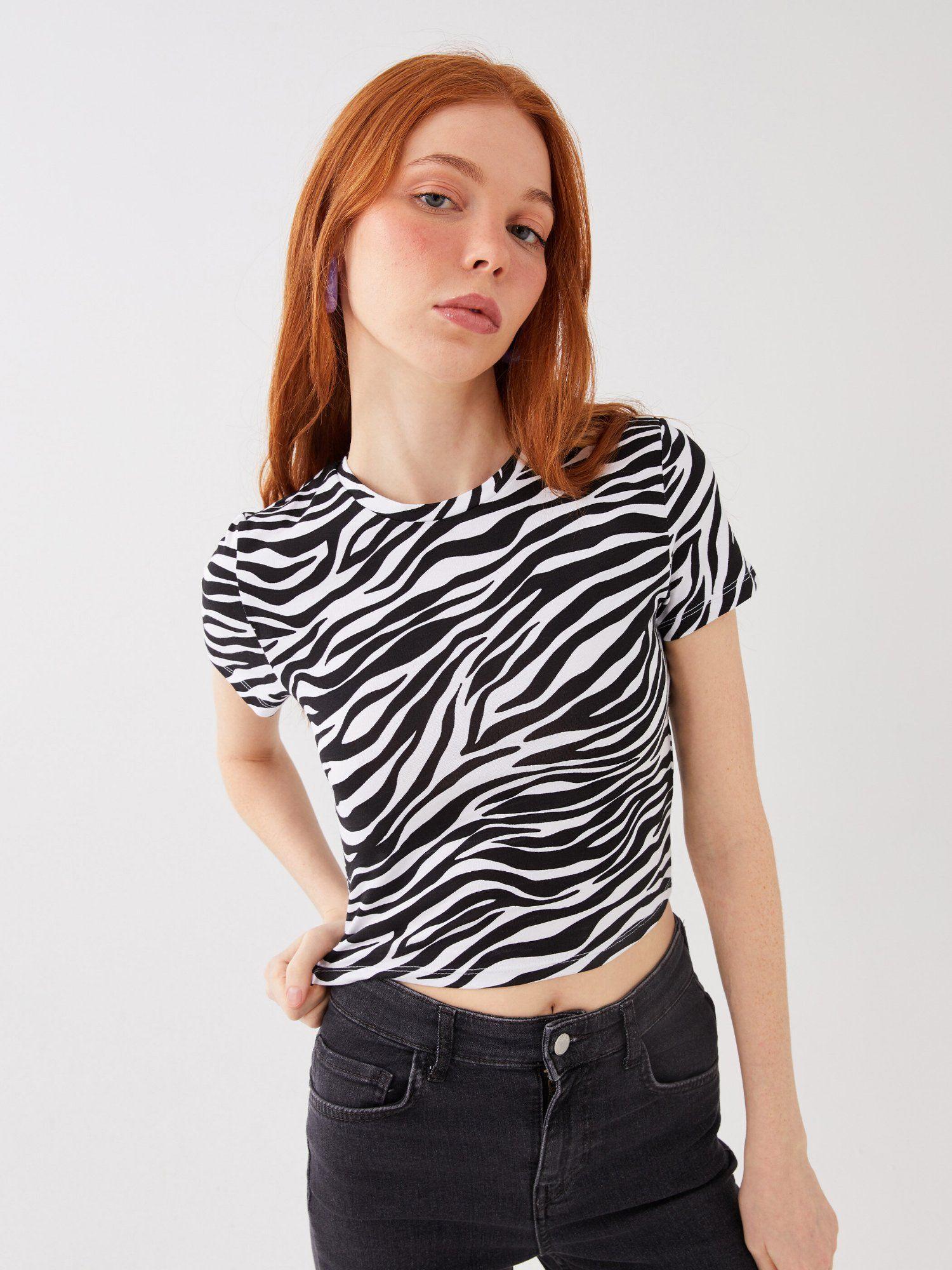 black white animal print top