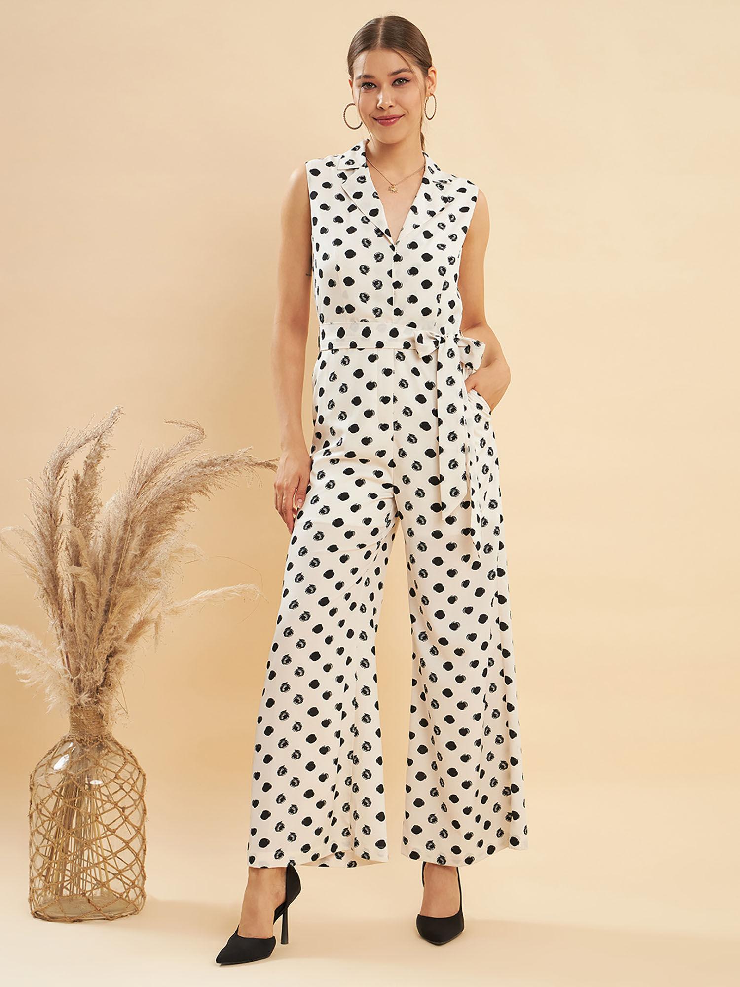 black white collar neck jumpsuit (set of 2)