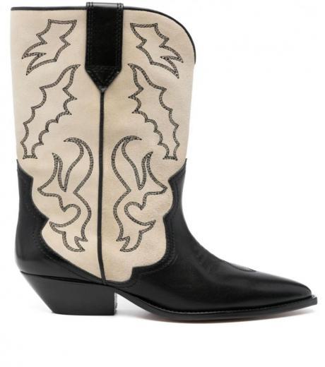 black white duerto leather boots