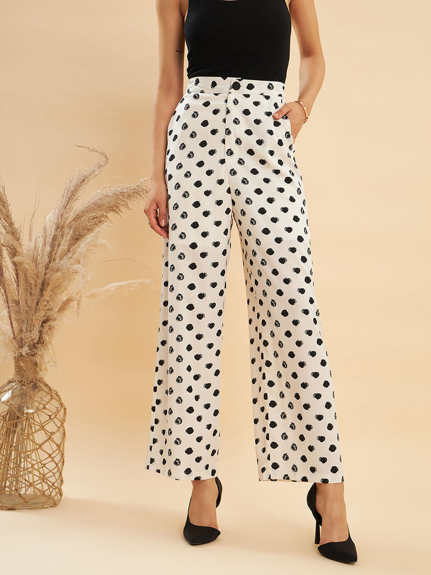 black white front button pant