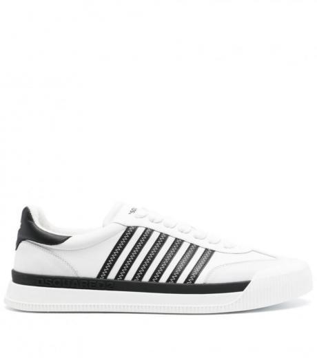 black white new jersey leather sneakers
