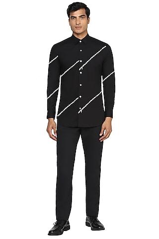 black white zig-zag embroidered shirt