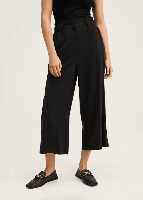 black wide leg elasticated trousers